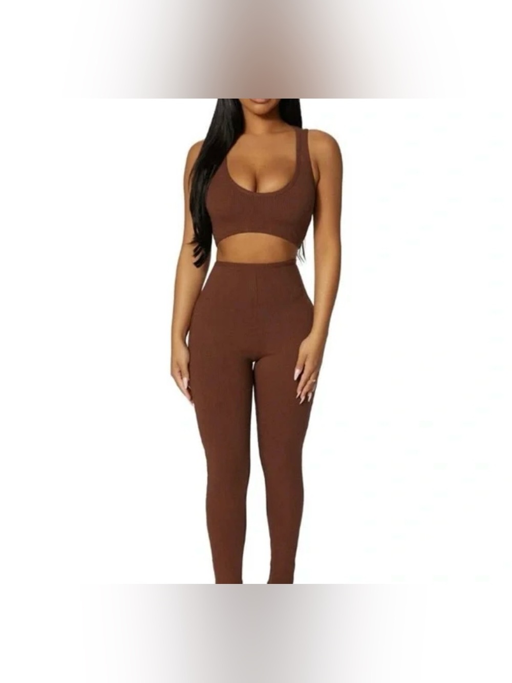 Naked Wardrobe Brown Ribbed Cut-Out Jumpsuit NWT